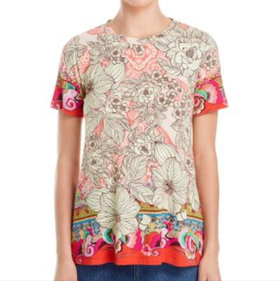 Johnny Was Tops - Johnny Was Size Medium Multicolor Floral Short Sleeve Top T-shirt